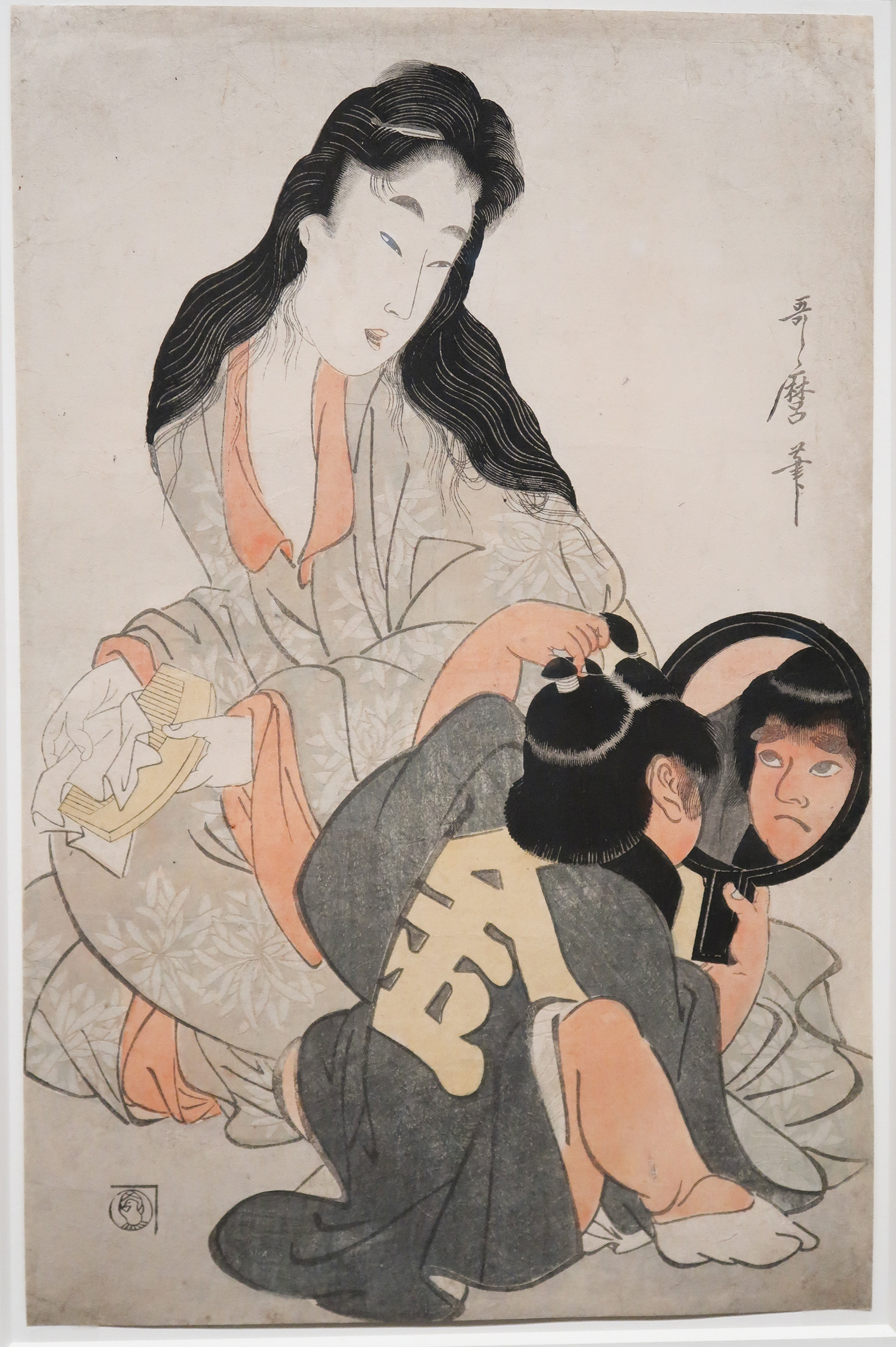 Kitagawa Utamaro. Yamauba and Kintaro playing with a mirror — Kitagawa Utamaro (1753-1806)